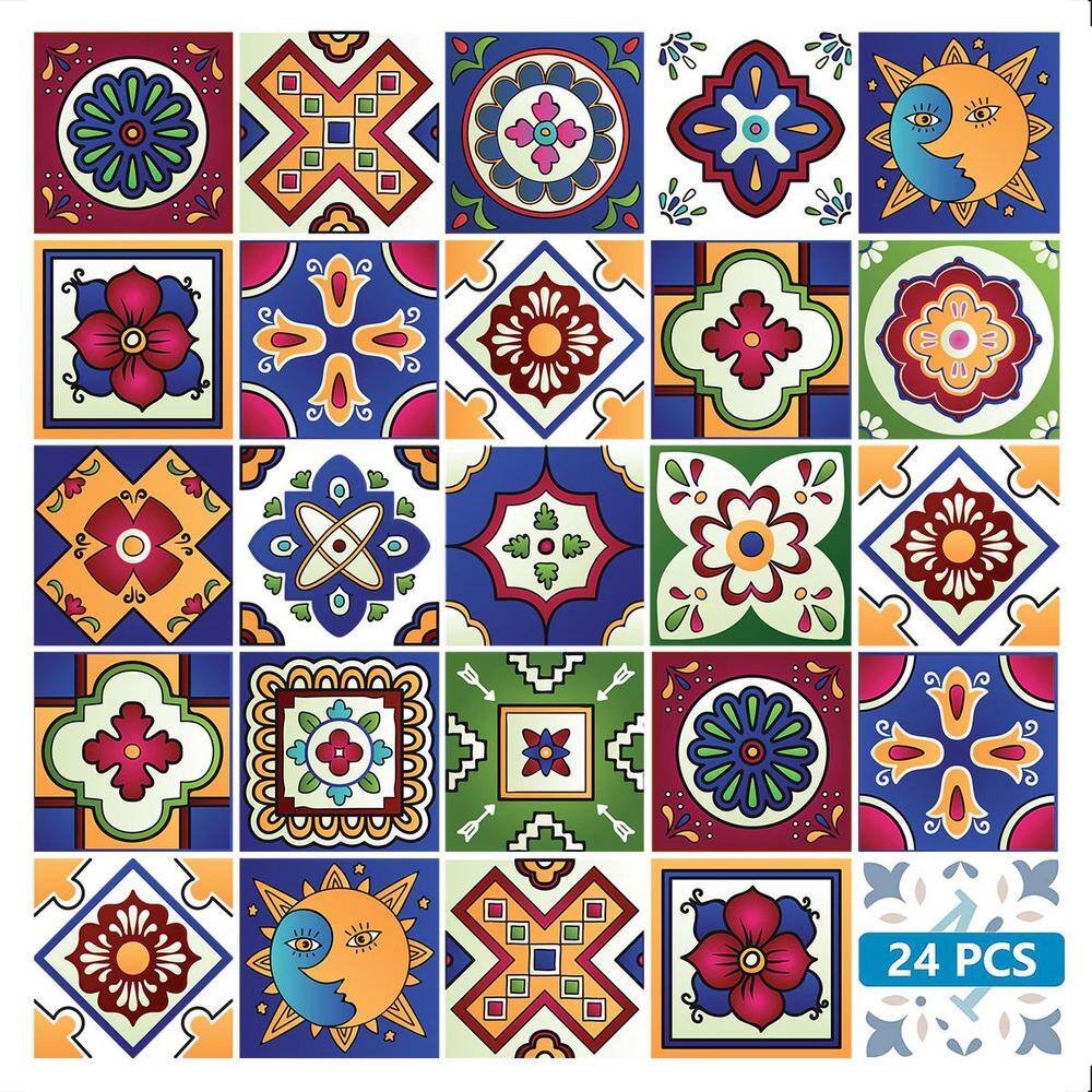 Multicolor Vinyl Peel and Stick Mosaic Tile Set