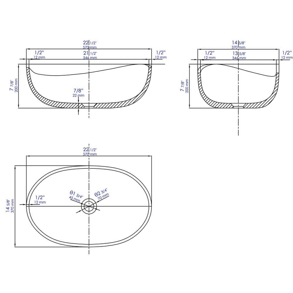Gray Matte Ceramic Oval Above Mount Bathroom Sink
