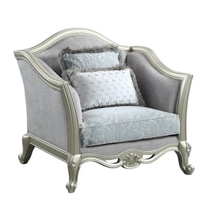 Qunsia Light Gray Linen Chair with 2 Pillows
