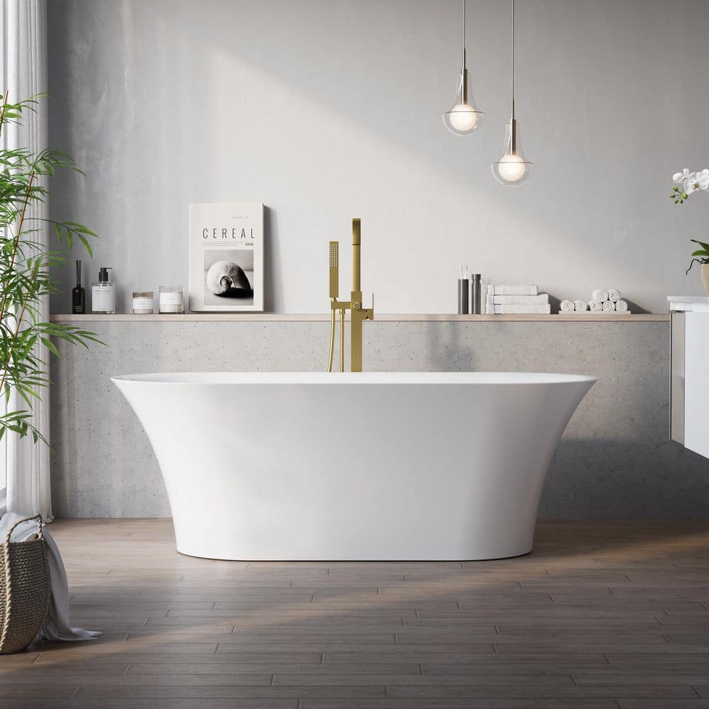 67 in. x 31.5 in. 100% Pure Virgin Acrylic Freestanding Soaking Bathtub with Center Drain and Overflow in White price history on PriceWatchPro
