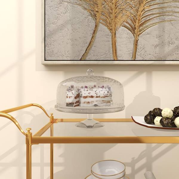 Litton Lane White Decorative Cake Stand with Lace Inspired Edge 68766 - The  Home Depot