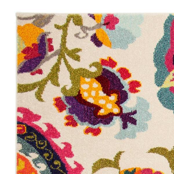 Safavieh Monaco Collection MNC229A Ivory and Multicolored Area Rug 
