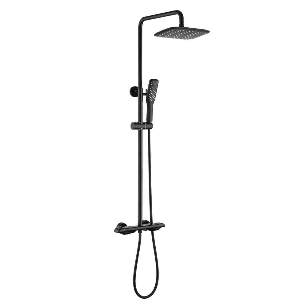 1-Spray Patterns 2GPM 10in. Wall Bar Shower Kit with Hand Shower and Slide 