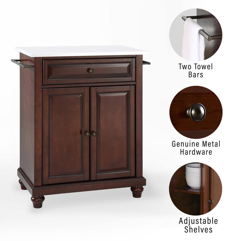 Mahogany Granite Top Portable Kitchen Island with Storage
