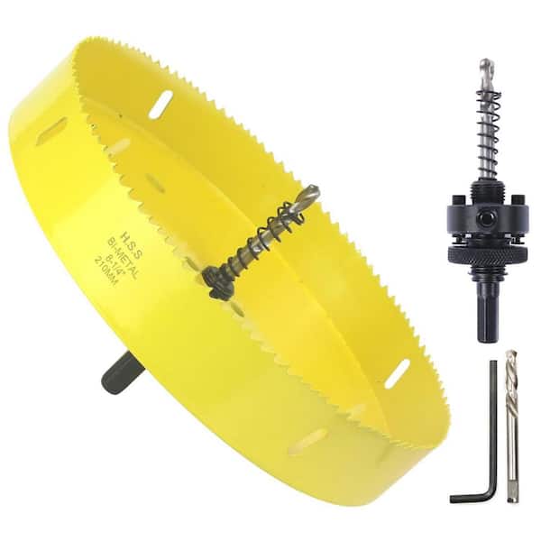 Unbranded Bi-Metal 8-1/4 in. Hole Saw with Arbor Mandrel for Wood Soft Metal Drywall Plywood Cornhole Board Drilling