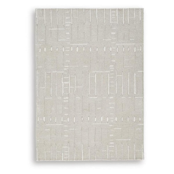 Berty 5 ft. x 7 ft. Tan and Ivory Abstract Patterns Washable Area Rug Runner Rug