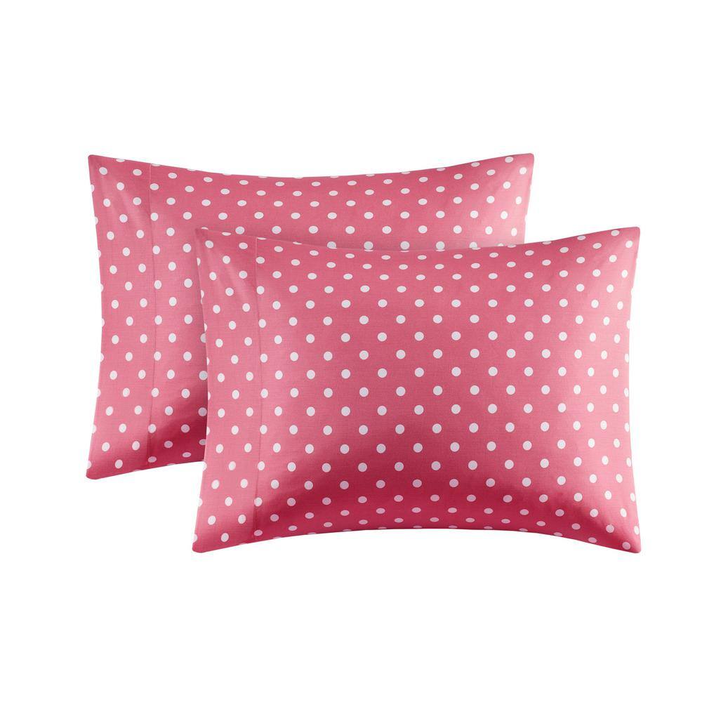 Full Dark Pink Cotton Polka Dot Sheet Set for Kids