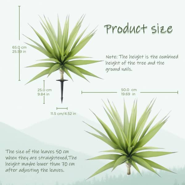 Vitalismo 33.5 in. Artificial Agave Plant With Ground Spike Realistic Fake Agave Plants for Indoor Outdoor (Set of 2)