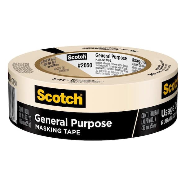 3M 1.41 in. x 60 Yds. Multi-Surface General Purpose Tan Masking Tape (1  Roll) 2050-36AR-BK - The Home Depot