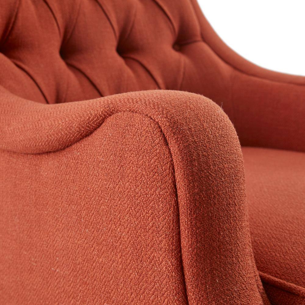 Elle Spice Tufted High-Curved Accent Chair with Dark Coffee Legs