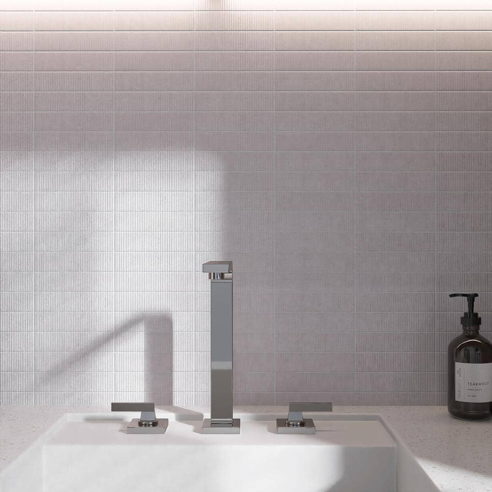 White Ceramic Stone Look Rectangular Wall Tile