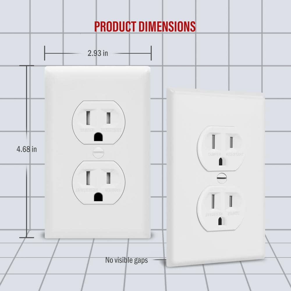 White Tamper Resistant Duplex Outlet with Wall Plate, 3-Pack