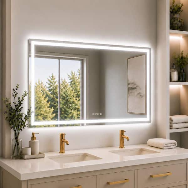 Luma Pro 60 in. W x 36 in. H Rectangular Frameless LED Light Dimmable Anti-Fog Wall Bathroom Vanity Mirror