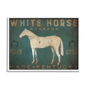 White Horse Bourbon Vintage Sign Design By Ryan Fowler Framed Typography Art Print 14 in. x 11 in.