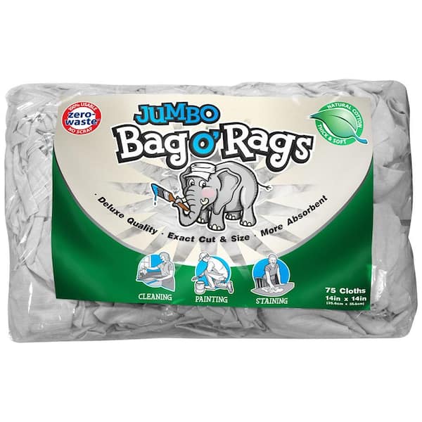 Unbranded 75-Count 14 in. x 14 in. Zero Waste Jumbo Bag O' Rags (2-Pack)