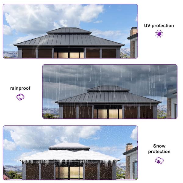 PURPLE LEAF 12 ft. X 14 ft. Sunroom Hardtop Gazebo Solarium