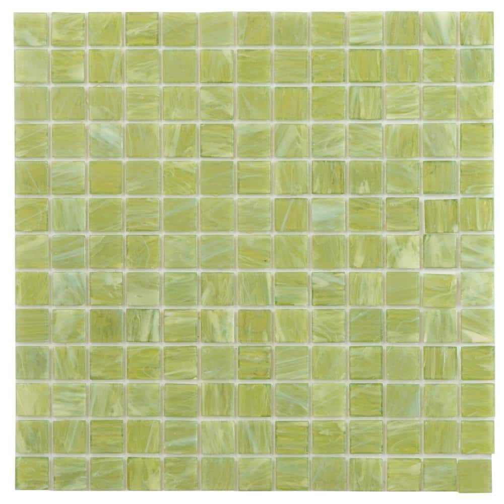 Celestial 12" x 12" Iridescent Blue Glass Mosaic Tile
