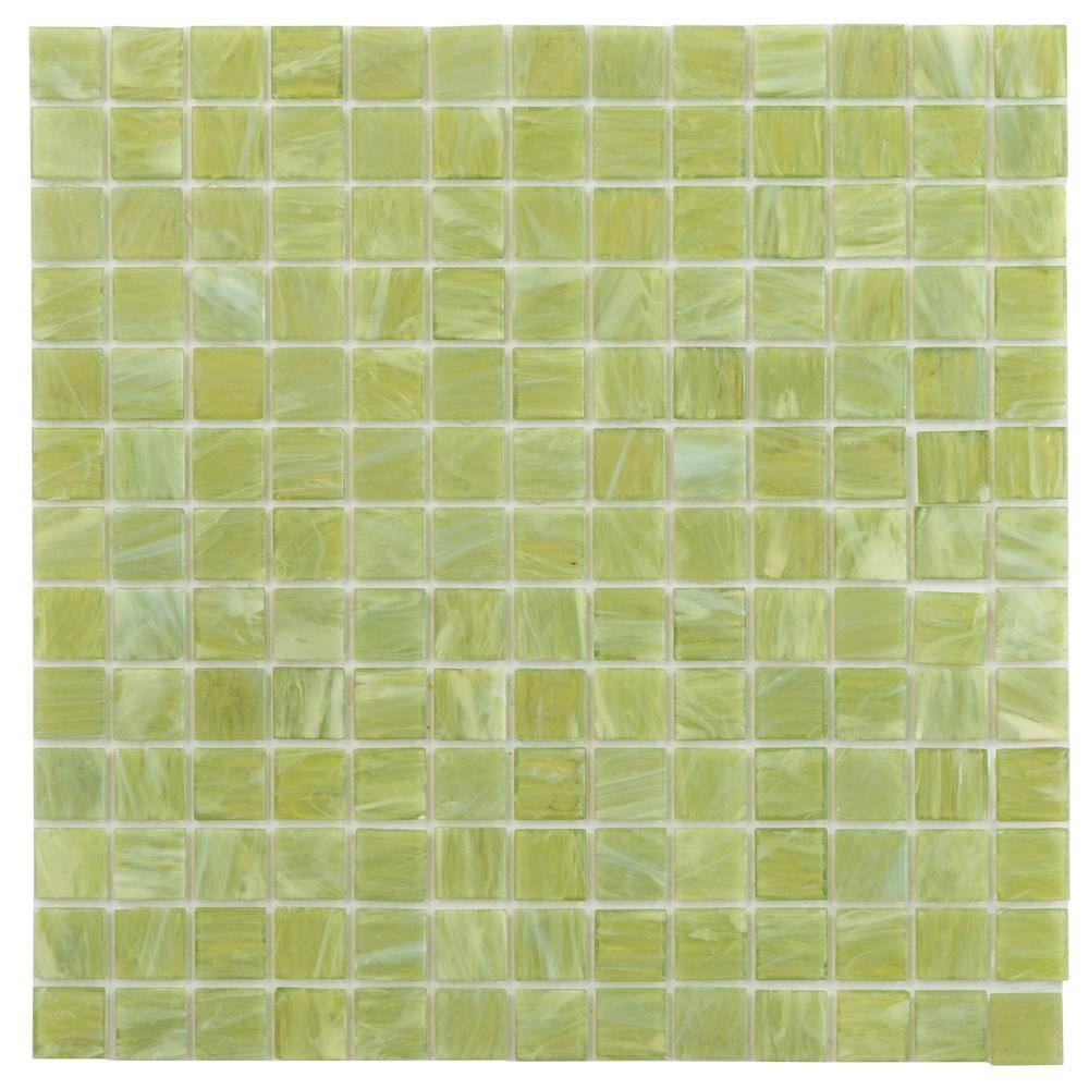 Celestial 12" x 12" Iridescent Blue Glass Mosaic Tile