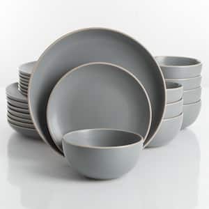 Rockaway 24-Piece Modern Matte Grey Ceramic Dinnerware Set (Service for 8)