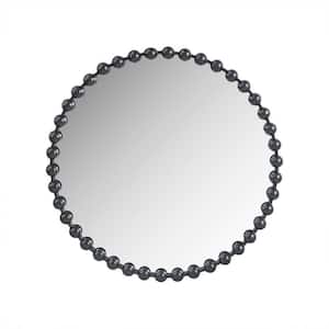 36 in. W x 36 in. H Large Round Iron Framed Wall Bathroom Vanity Mirror in Black
