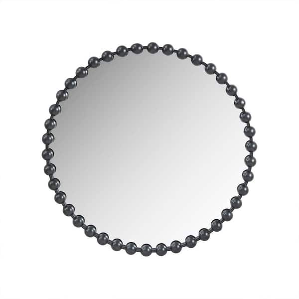 EPOWP 36 in. W x 36 in. H Large Round Iron Framed Wall Bathroom Vanity Mirror in Black
