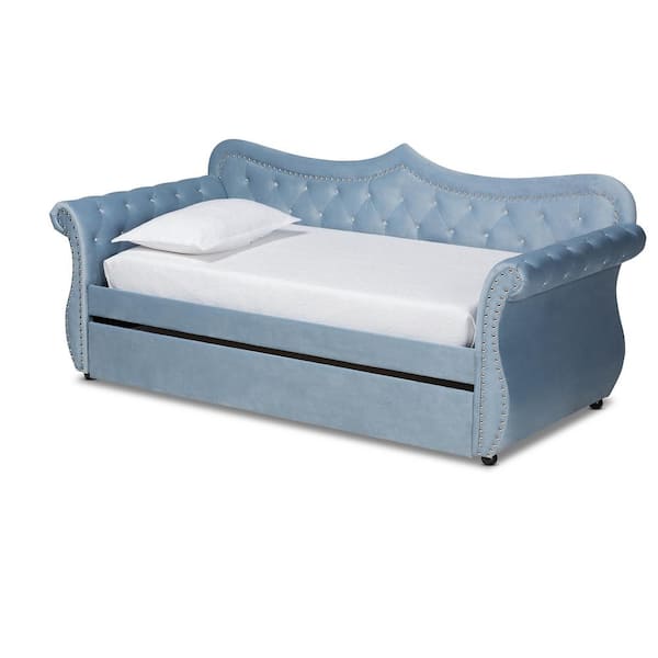 Baxton Studio Abbie Light Blue Twin Daybed with Trundle 163 10330