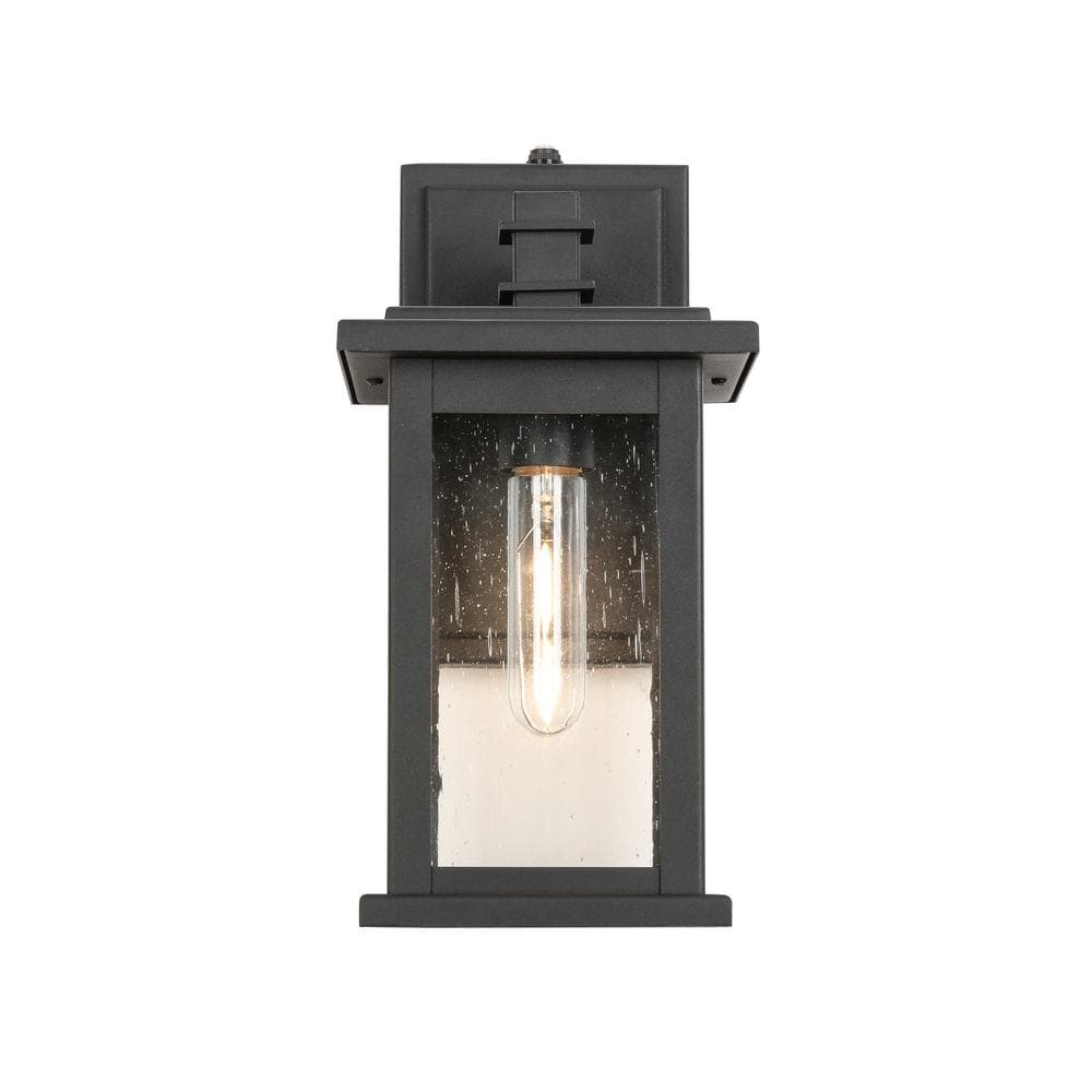 1-Light Black not Motion Sensing Dusk to Dawn Outdoor Hardwired Wall Lanter