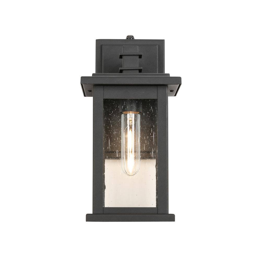 1-Light Black not Motion Sensing Dusk to Dawn Outdoor Hardwired Wall Lanter