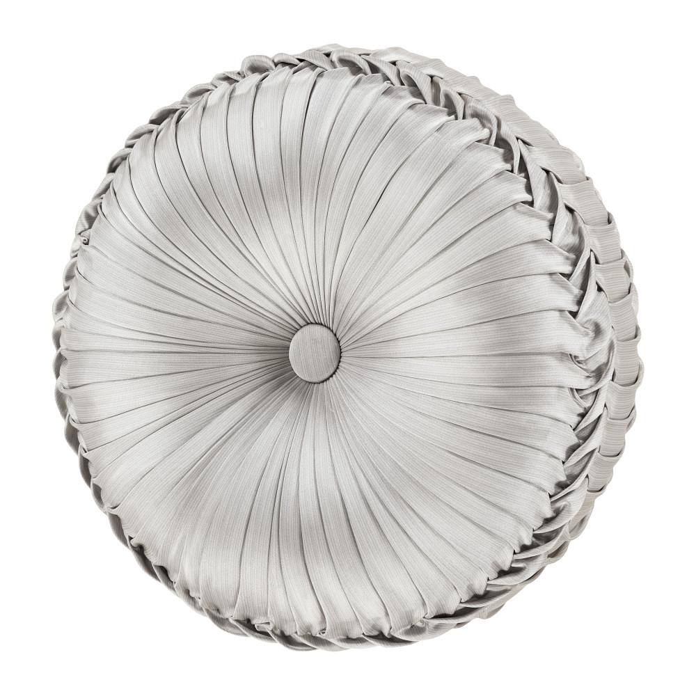 Bylthe Pewter Polyester Solid Tufted Round Decorative Throw Pillow 15 in. L