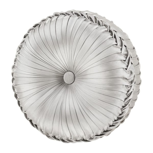 Unbranded Bylthe Pewter Polyester Solid Tufted Round Decorative Throw Pillow 15 in. L x 15 in. W