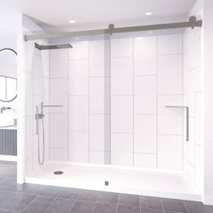 Winter White-Tetherow 60 in. x 32 in. x 83 in .Base/Wall/Door Rectangular Alcove Shower Stall/Kit Brushed Nickel Left