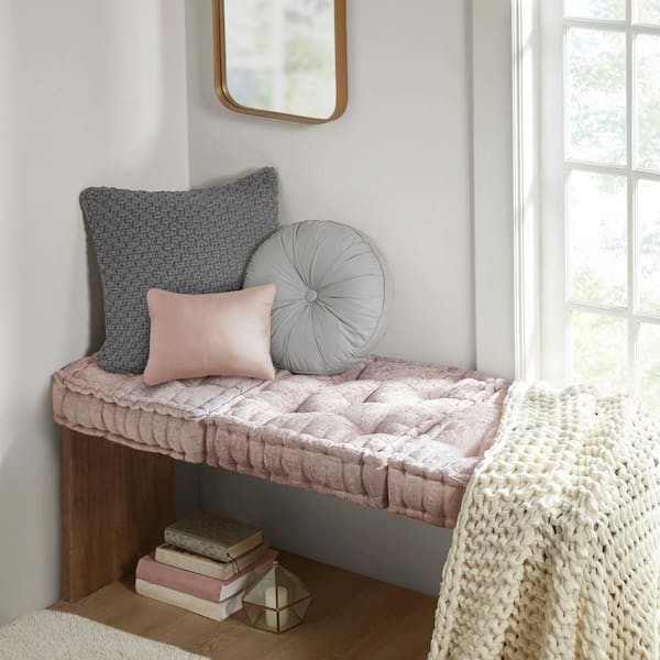 Intelligent Design Charvi Blush 20 in. W x 20 in. L Polyester Chenille Square Floor Pillow Cushion