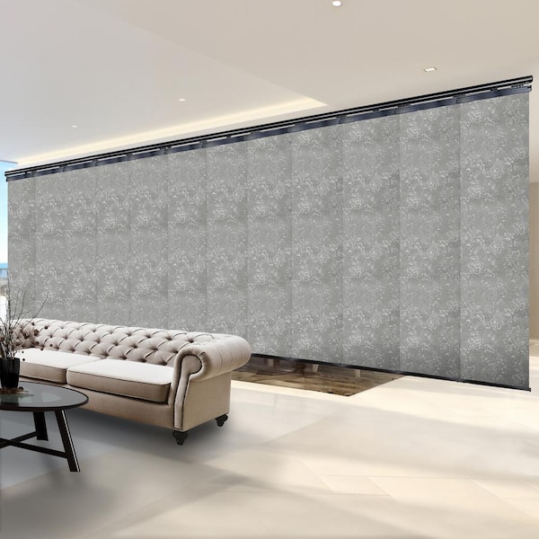 EMOH Jasmine 140 in. x 260 in. W x 94 in. L Adjustable 12-Panel, Black Double Rail Panel Track with 23.5 in. Slates