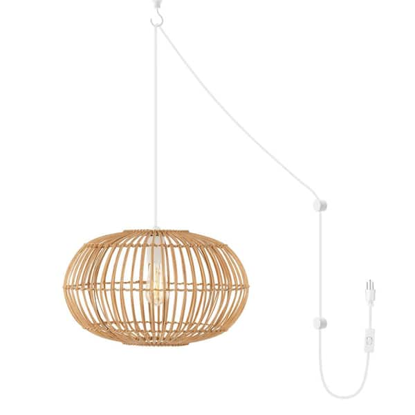 Rattan hanging store lamp plug in