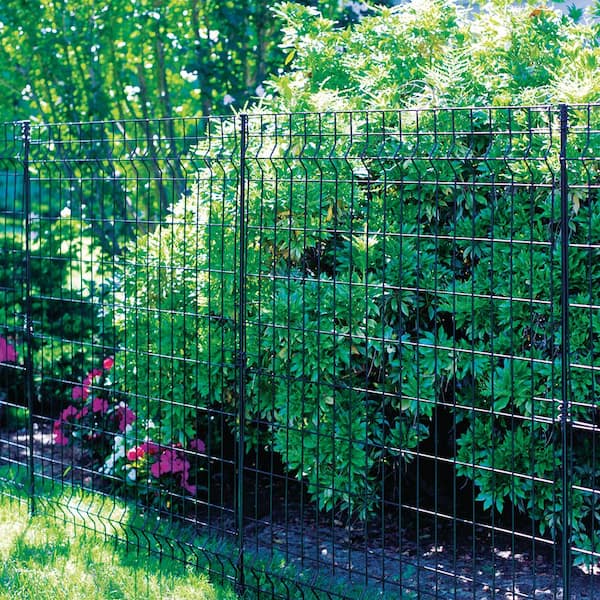 Vigoro Multi Purpose 44.1 in. H x 36.8 in. W No Dig Black Metal Garden Fence Panel 860411 The Home Depot