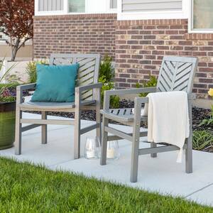 Grey Wash Acacia Wood Outdoor Patio Lounge Chair (2-Pack)
