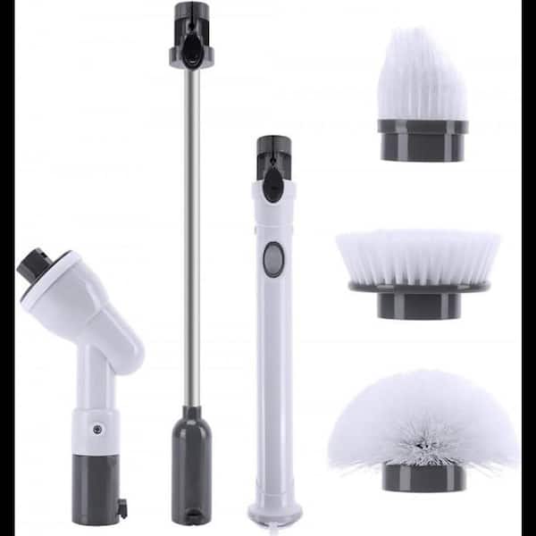 Electric Spin Scrubber, Cordless Power Scrubber, 3 Brush Heads, Toilet Brush and Holder White CTB123WGY