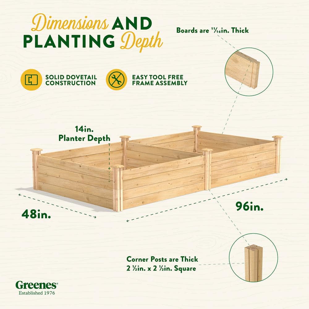 Natural Cedar 4' x 8' x 14" Raised Garden Bed