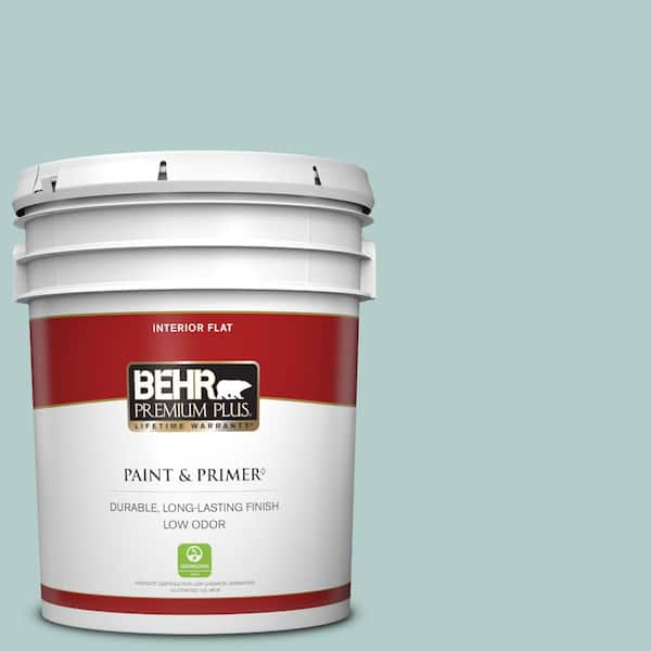 BEHR PREMIUM PLUS 5 gal. #PPU13-15 Clear Pond Flat Low Odor Interior Paint & Primer