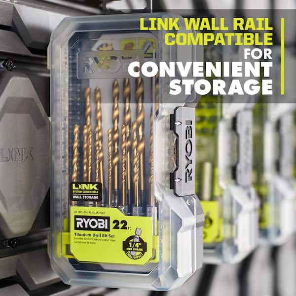 RYOBI Titanium Drill Bit Set (22-Piece) A972203 - The Home Depot