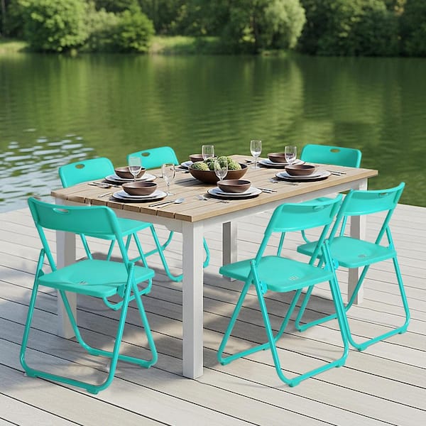 Karl home Patio Mint Green Plastic Folding Chair(Set of 6