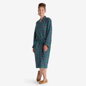 Company Cotton Family Flannel Women's Small Green Plaid Robe