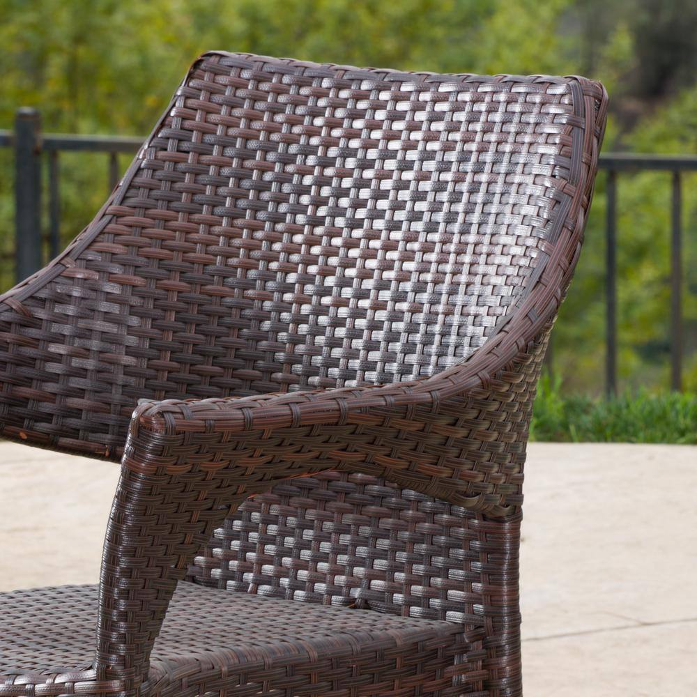 Cliff Multi Brown Wicker Outdoor Dining Chair Set