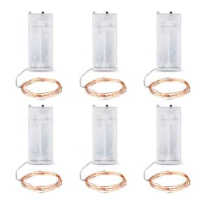 20-Light 6 ft. Battery Operated Mini LED Indoor Copper Wire Warm White Fairy String Light (6-Pack)