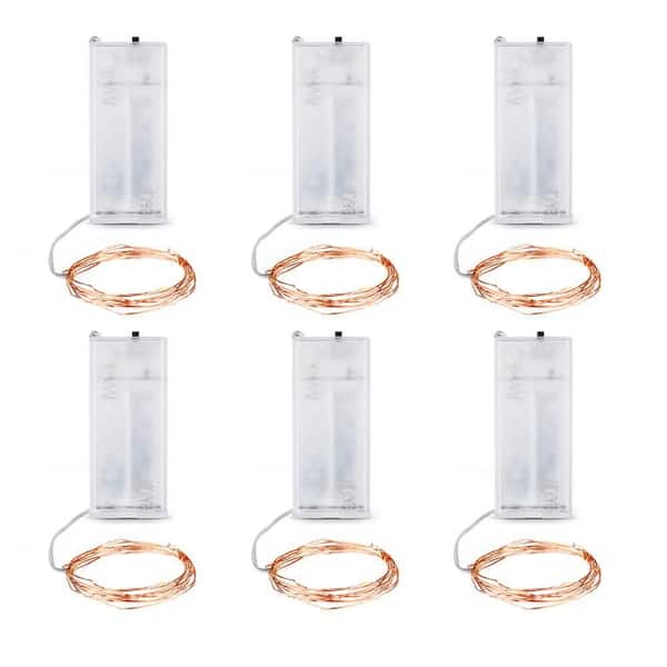 Feit Electric 20-Light 6 ft. Battery Operated Mini LED Indoor Copper Wire Warm White Fairy String Light (6-Pack)