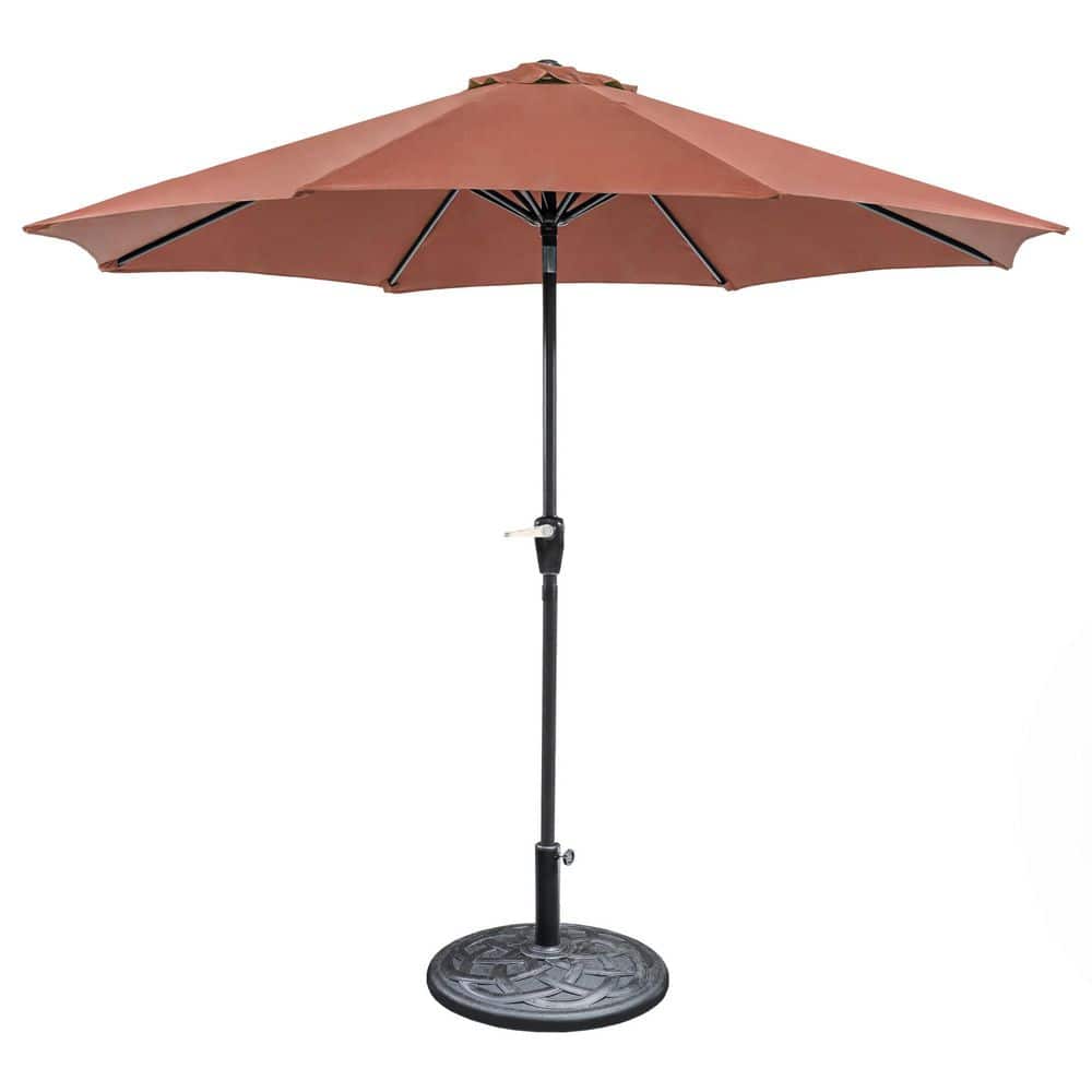 9 ft. Steel Market Patio Umbrella with Tilt and Base in Burgundy price history on PriceWatchPro