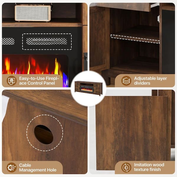 Sizzim 70 in. Freestanding Engineered Wood Electric Fireplace TV