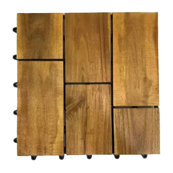 Pro Space 12 in. x 12 in. Square Acacia Wood Flooring Tiles in Brown (10-Pack)