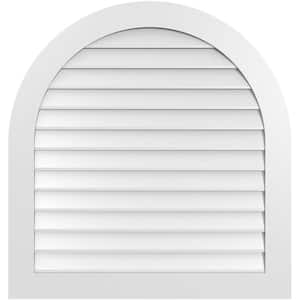 38 in. x 40 in. Round Top Surface Mount PVC Gable Vent: Decorative with Standard Frame