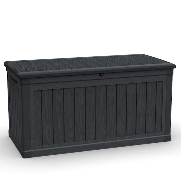 230 Gal. Outdoor Deck Box-Waterproof Resin Storage with Lockable Lid for Patio Furniture, Pool Toys & Garden Tools
